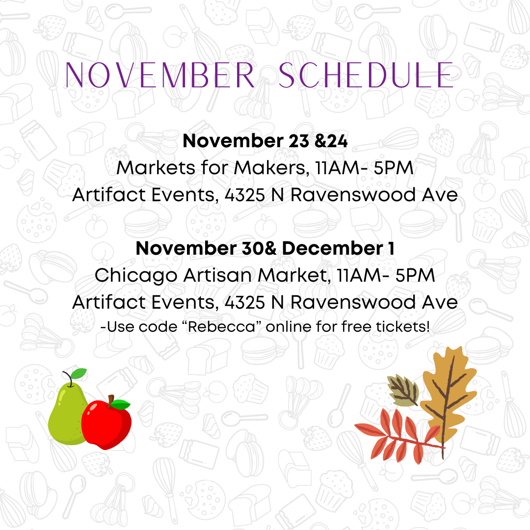 November Pop Up Schedule- ft Small Biz Saturday!
